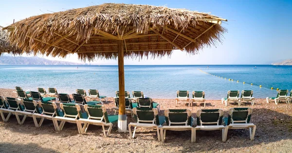 Resting Facilities Central Public Beach Red Sea Eilat Famous Tourist — Stok fotoğraf