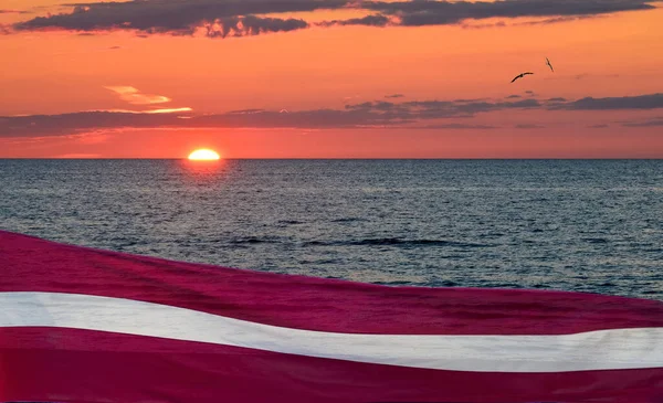 Východ Slunce Písečné Pláži Baltského Moře Jurmale Známé Turistické Letovisko — Stock fotografie