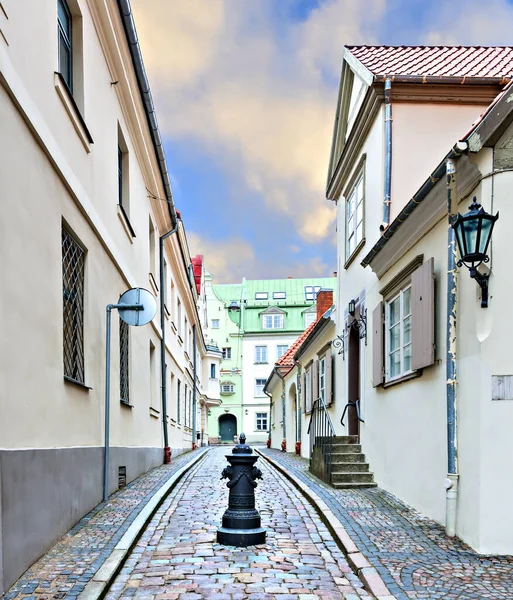 Narrow Medieval Street Night Old District European Town — ストック写真