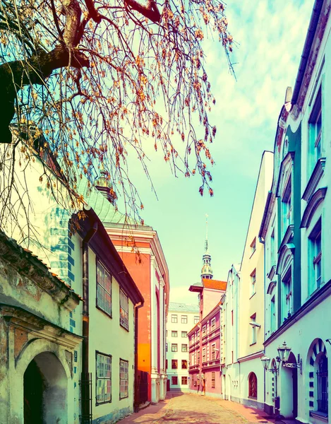 Stretta Strada Medievale Nella Vecchia Riga Riga Capitale Più Grande — Foto Stock