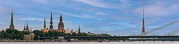 Panoramic Image Depicting Historical District Riga Capital City Latvia Offers — Stock Photo, Image