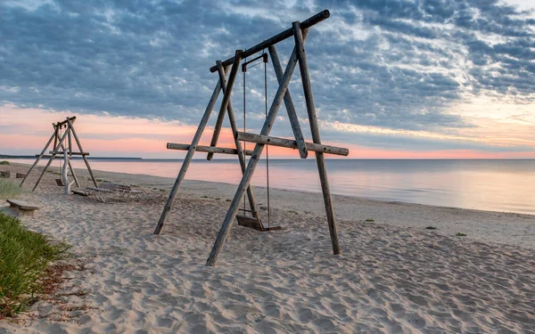 Coastal Landscape Recreation Area Colorful Dawn Sandy Beach Baltic Sea — ストック写真