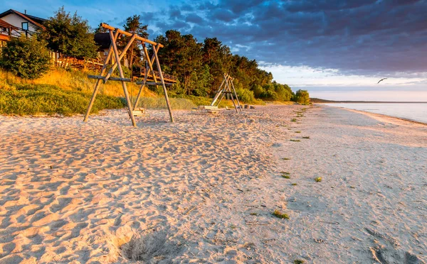 Coastal Landscape Recreation Area Colorful Dawn Sandy Beach Baltic Sea — Stockfoto