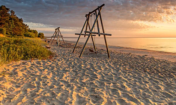 Coastal Landscape Recreation Area Colorful Dawn Sandy Beach Baltic Sea — Stockfoto