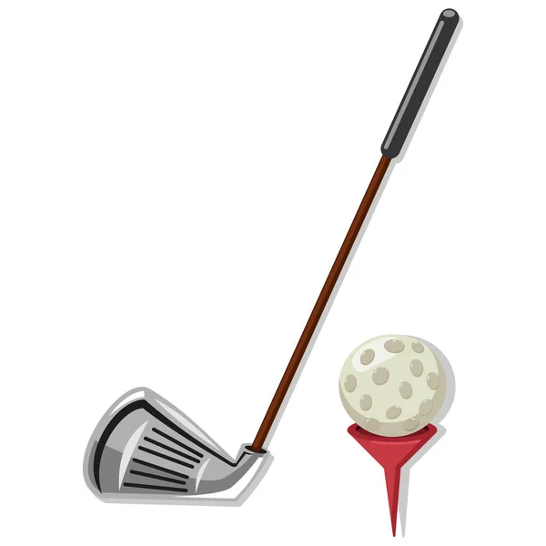 Club Golf Pelota Golf Rojo Tee Vector Ilustración Aislada Sobre — Archivo Imágenes Vectoriales