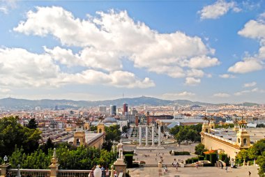 Barcelona, İspanya - Ağustos 12: panoramik manzaralı barcelona cityfr