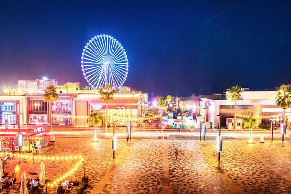 Bela Paisagem Noturna Com Olho Dubai Parte Área Perto Famosa — Fotografia de Stock