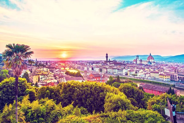 Ongelooflijk Mooi Magische Panoramisch Uitzicht Florence Van Michelangelo Plein Bij — Stockfoto