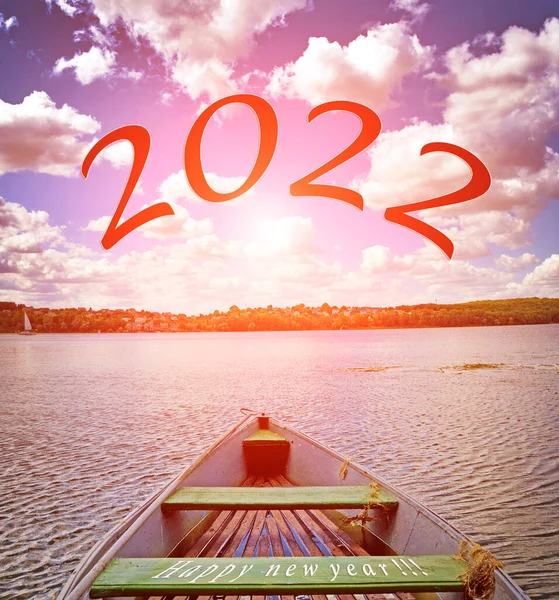 Christmas Card Happy New Year 2022 Road Better Brighter Future — Stock Photo, Image