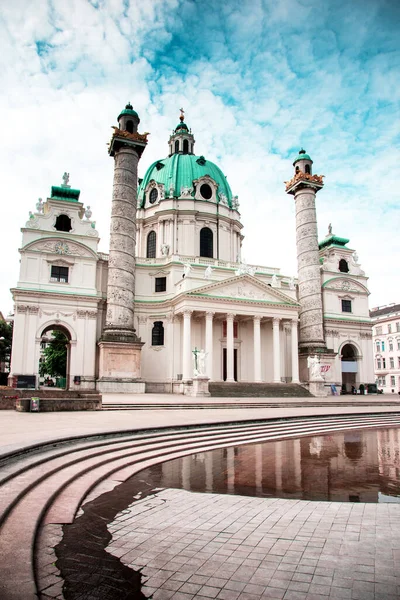 Beautiful Landscape Charles Church Karlskirche Vienna Austria — Stock Photo, Image