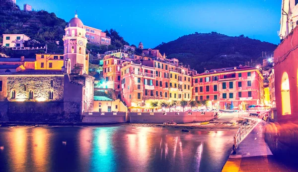 Paisaje Mágico Vernazza Cinque Terre Italia Europa Por Noche — Foto de Stock