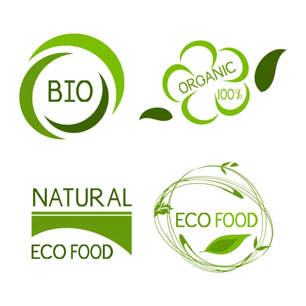 Eco food. Sticker, emblem, logo. Set. Natural — Stock Vector