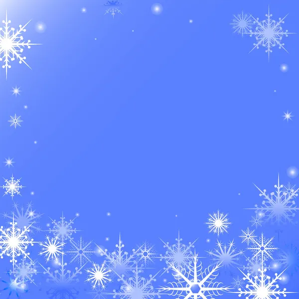 Fundo Azul Flocos Neve Céu Modelo Para Ano Novo Natal — Vetor de Stock