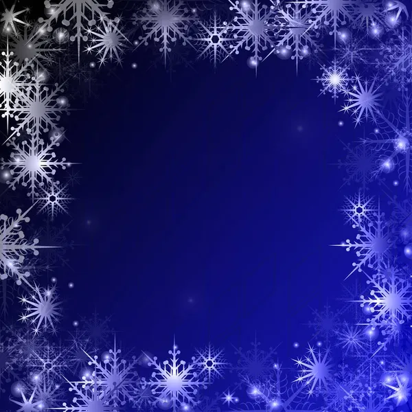 Blue Background Snowflakes Template New Year Christmas — Stock Vector