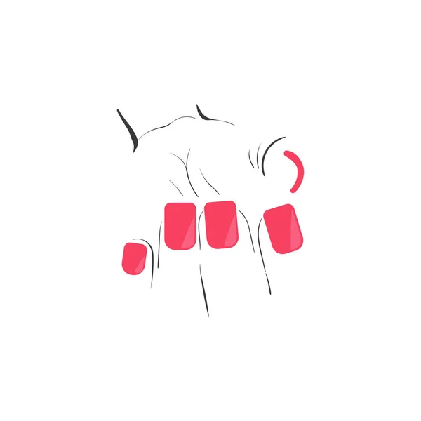 Mano Una Mujer Manicura Uñas Rosadas Logo Emblema — Vector de stock