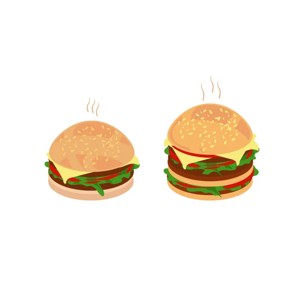 Burger Prêt Design Style Plat Savoureux Juteux — Image vectorielle