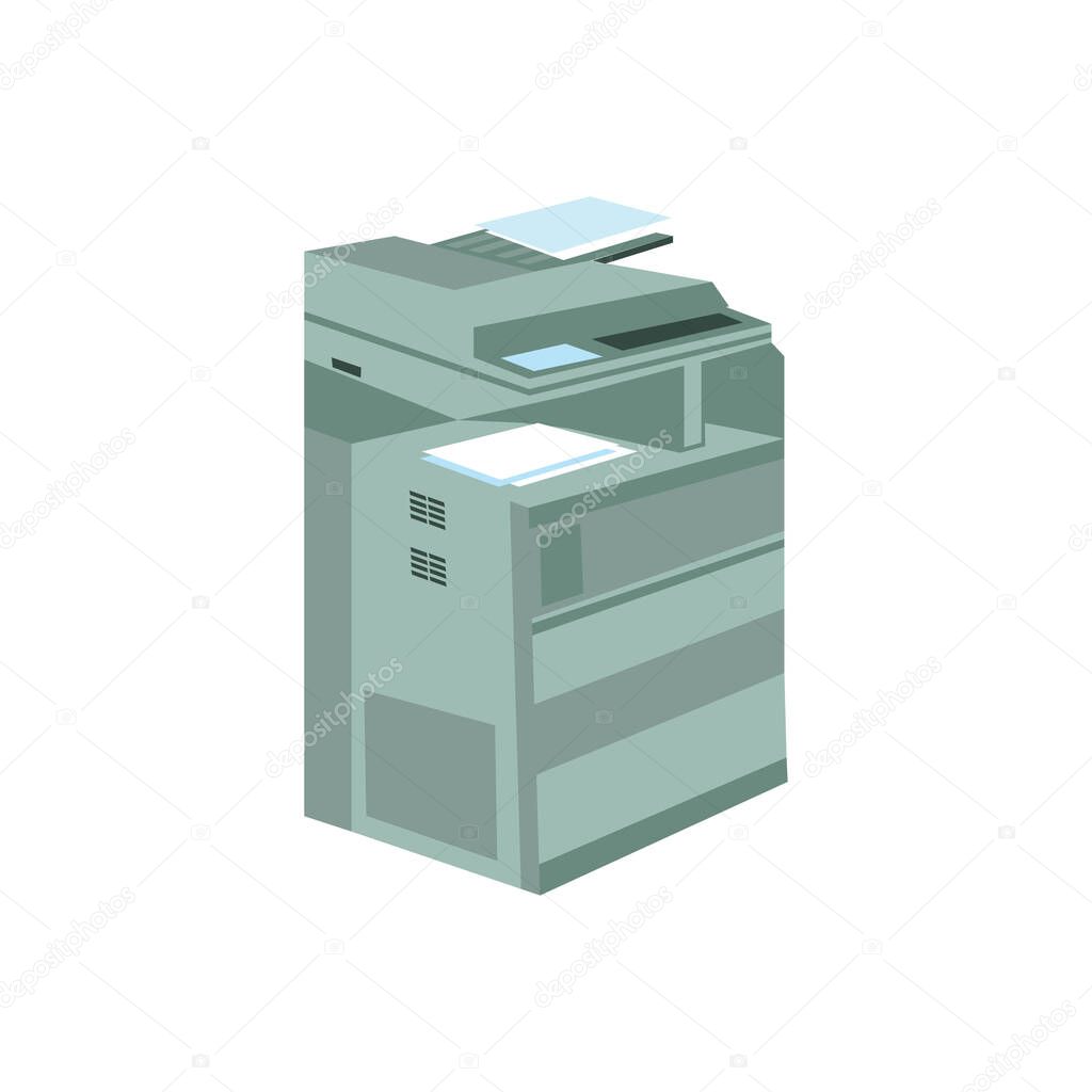 A copier. A copy machine. Graphic design in a flat style.