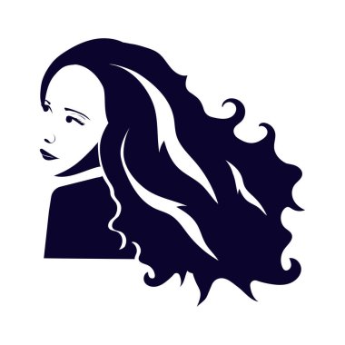 Silhouette of a young woman. Long hair. Avatar, portrait. 