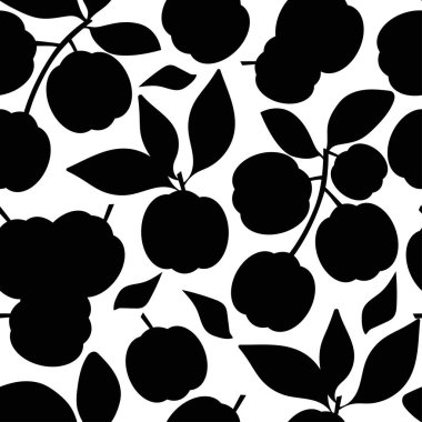 Acerola. Beyaz arka planda siyah bir siluet. Kusursuz.. 