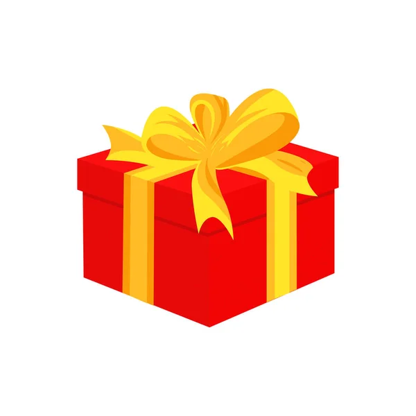Rote Schachtel, gelbe Schleife. Ein Geschenk für den Urlaub. — Stockvektor