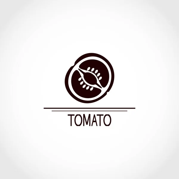 Een Tomaat Een Deel Silhouet Een Witte Achtergrond Logo Icoon — Stockvector