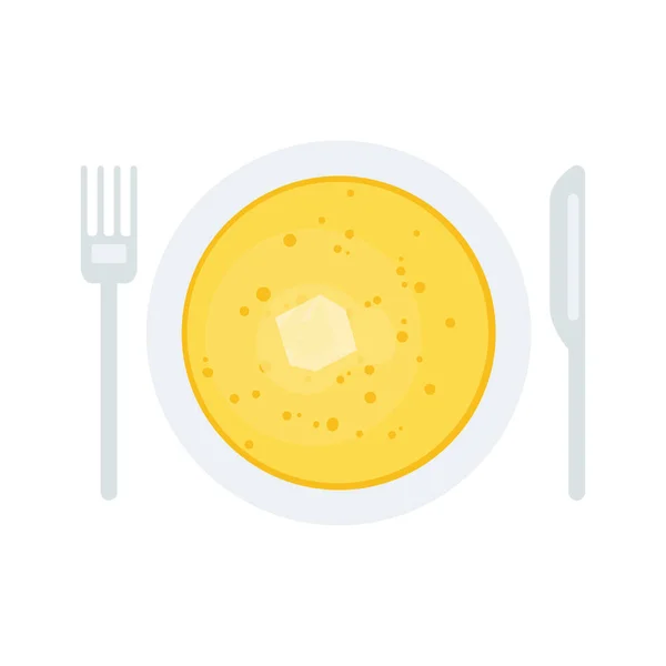 Crêpes Beurre Dans Une Assiette Dessin Vectoriel Dans Style Plat — Image vectorielle
