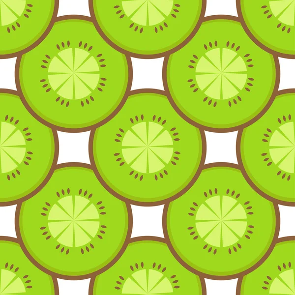 Kiwi Tropical Fruit Part Slice Top View Seamless Background — Stock Vector