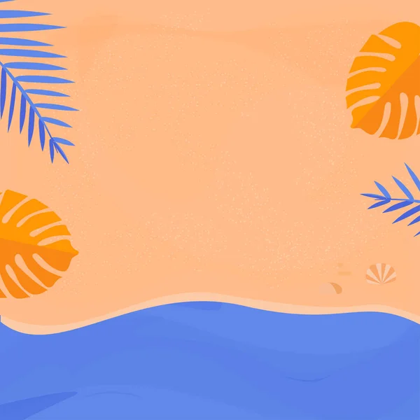 Orilla del mar y arena. El concepto de unas vacaciones de verano junto al mar. Vista superior. Plantilla, fondo de pantalla. — Vector de stock