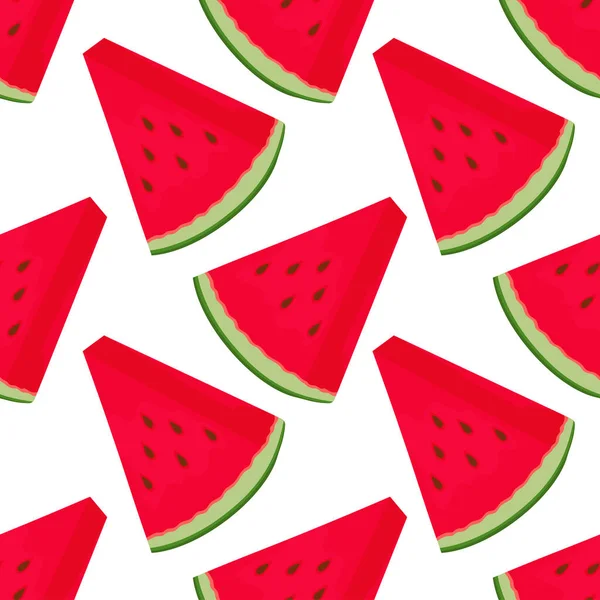 Piece Watermelon Juicy Slices White Background Seamless — Vetor de Stock
