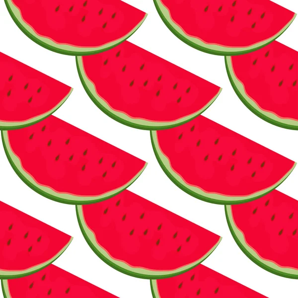 Slice Watermelon Juicy Berry White Background Seamless — Image vectorielle