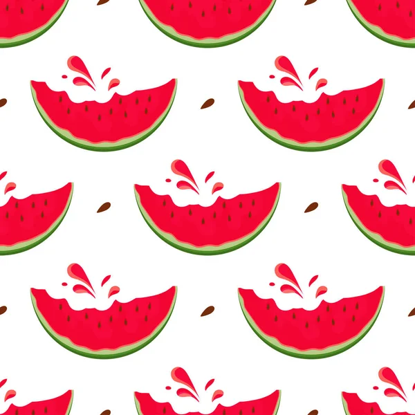 Juicy Watermelon Splashes Drops Seamless Pattern — Stockvektor