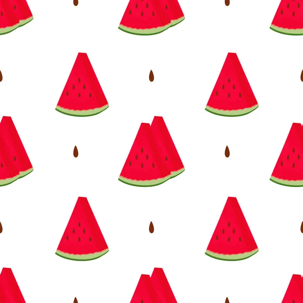 Watermelon Slices Seeds Colorful Seamless Pattern — Image vectorielle