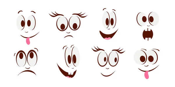 Funny face. Emotions. Cartoon. Vector set — Stock Vector