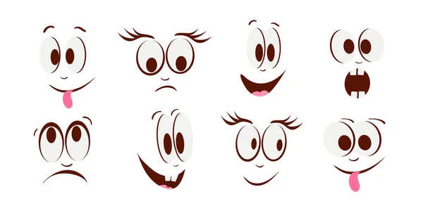 Funny face. Emotions. Cartoon. Vector set — Archivo Imágenes Vectoriales
