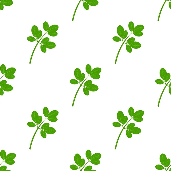 Moringa. Branch and leaves. A green plant. Seamless pattern. Vector — Vettoriale Stock