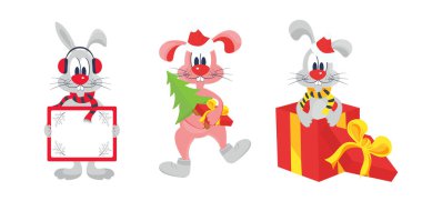 Tavşan, tavşan. Yeni yılın sembolü. Renk vektörü