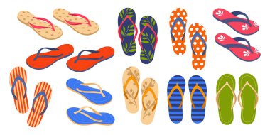 Summer flip-flops. Shoes for beach holidays. Vector.