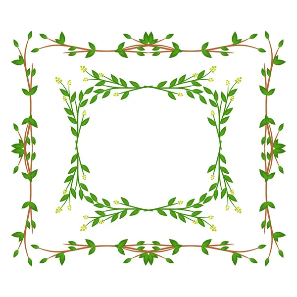 Set Frames Leaves Border Design Vector — Archivo Imágenes Vectoriales