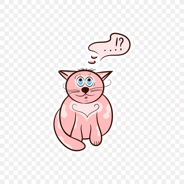 Pink Cat Thinks Vector Illustration Cartoon Style — Stockvektor