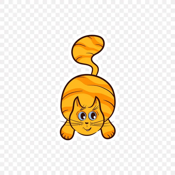 Striped Ginger Cat Vector Illustratione Color Sticker — Stockvektor