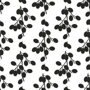 Neem. Beyaz arka planda siluet. Kusursuz desen. 