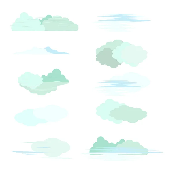 Clouds Vector Set Flat Style — Stock Vector