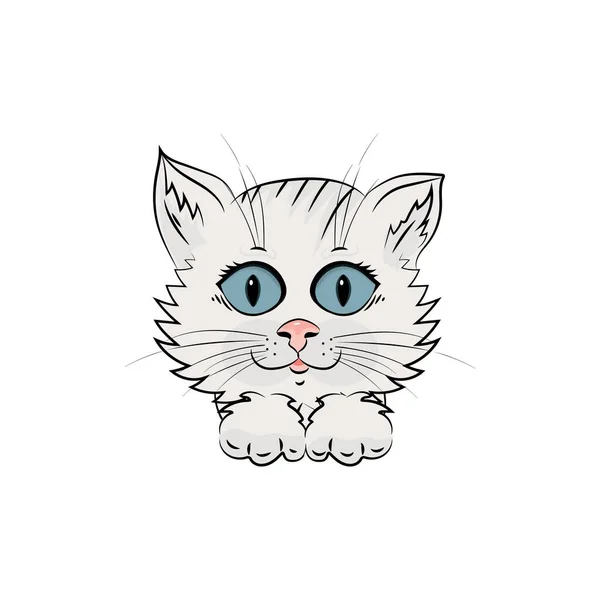 Cute Little Grey Kitten Vector Illustration Cartoon Style White Background — Stockvektor