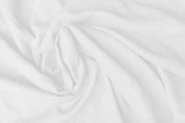 Üst görünüm beyaz keten soyut dalga lüksü. Beyaz kumaş soyut doku arkaplanıdır.