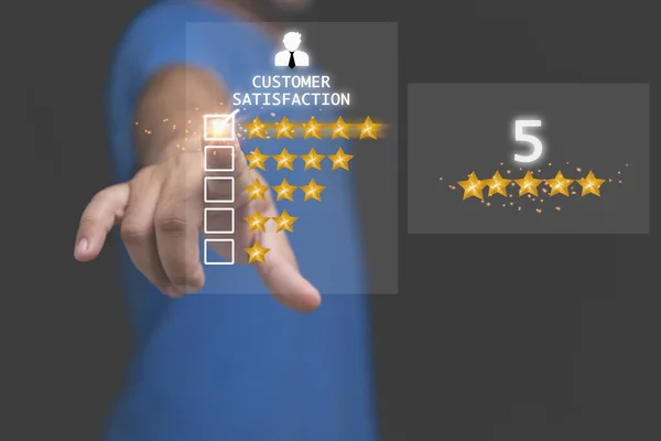 Klanten Kunnen Service Ervaring Online Beoordelen Tevredenheid Feedback Enquête Concept — Stockfoto