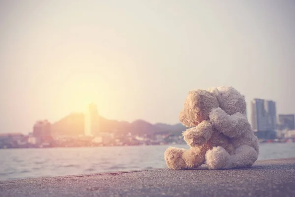 Képzeld Régi Évjáratok Stílusú Hang Meleg Két Teddy Macik Aranyos — Stock Fotó