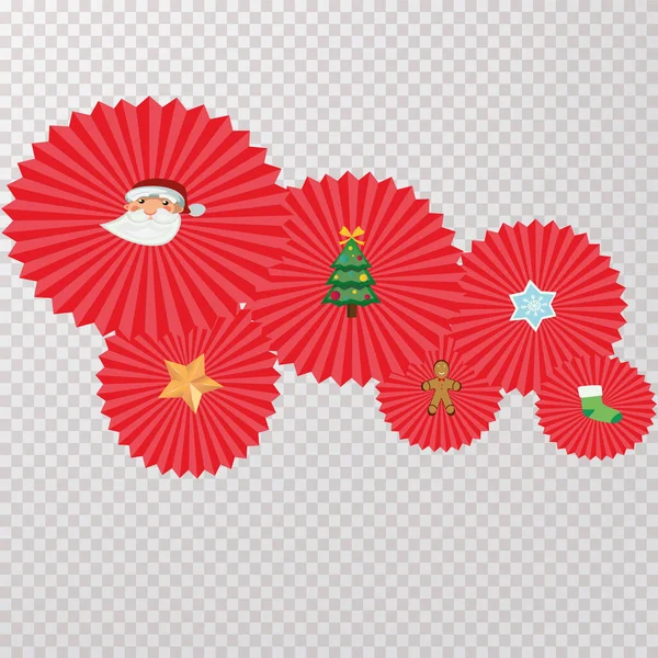 Décoration de Noël en papier rouge fans — Image vectorielle