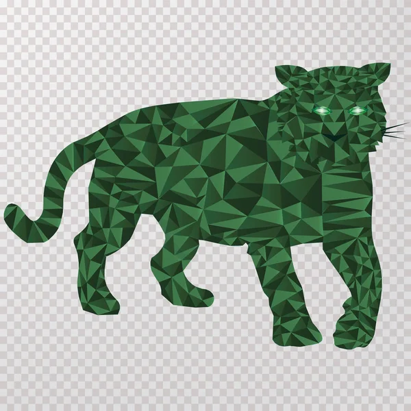 Tigre poligonal verde formado por triángulos — Vector de stock