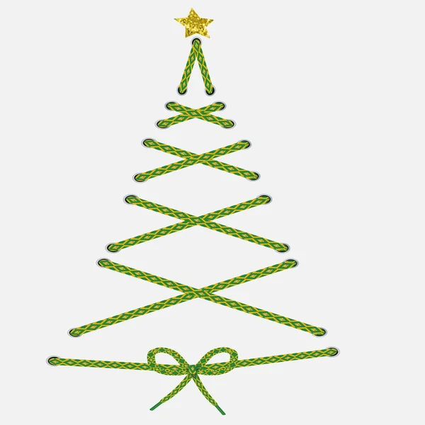 Рождественская елка из зеленого золота кружева с золотой звездой. — стоковый вектор