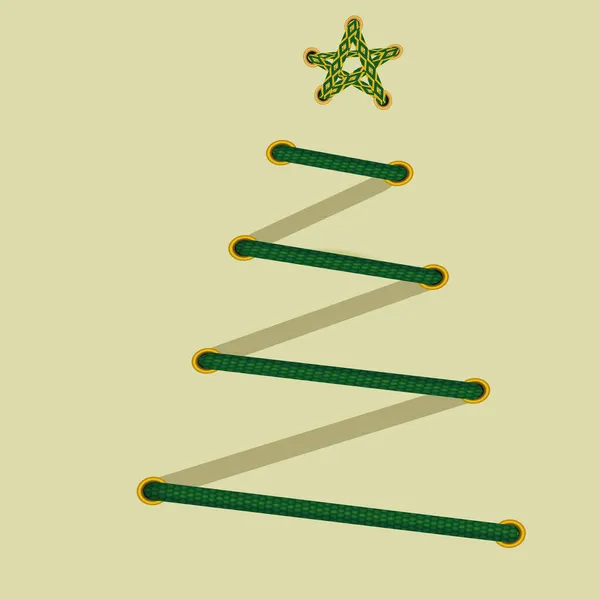 Arbre de Noël en laçage vert avec étoile. — Image vectorielle